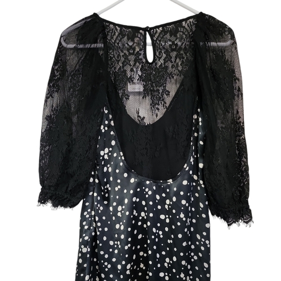 Free people Chic Black Lace Dress with Polka Dots NWT - Picture 4 of 12